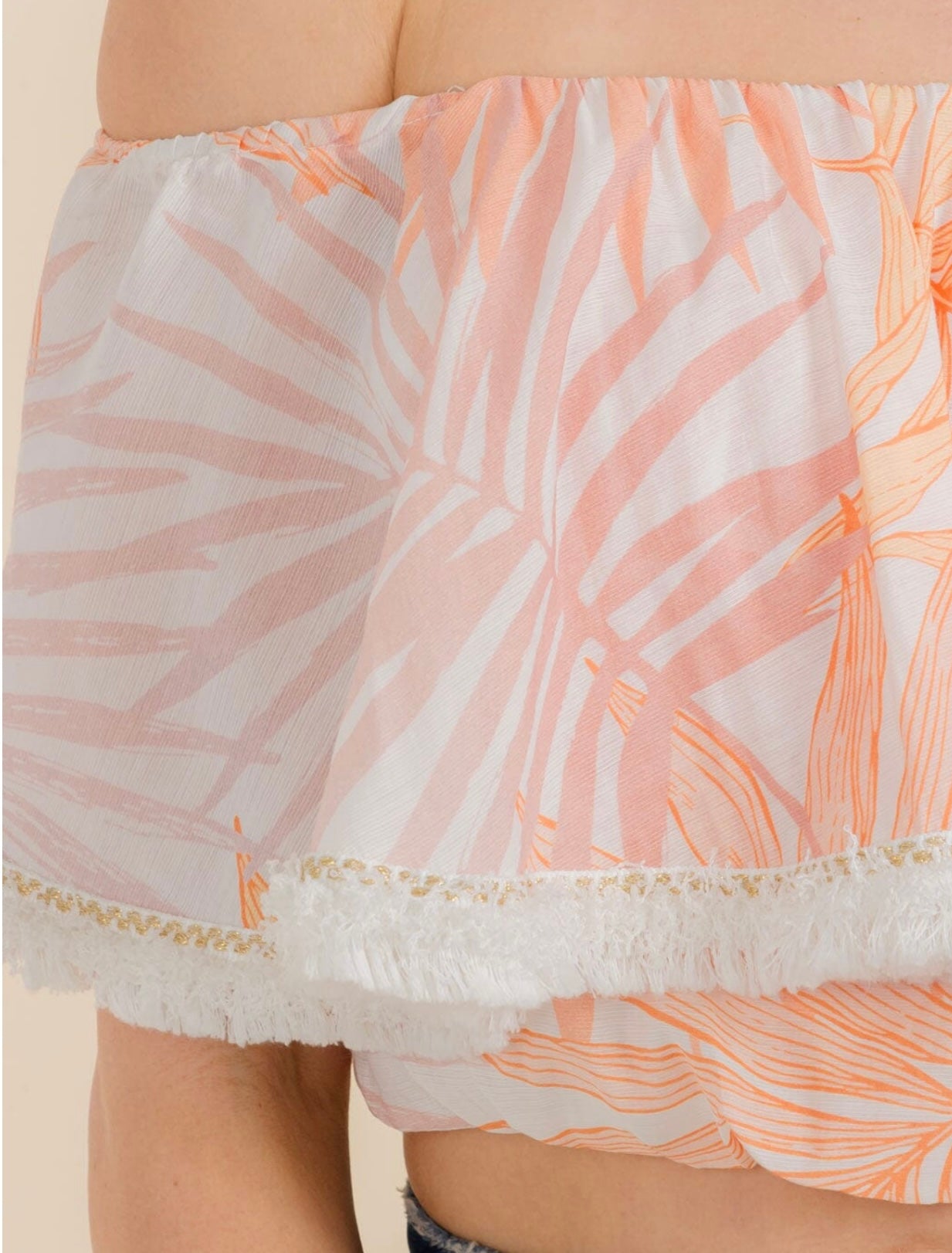 WOMEN'S OFF SHOULDER PRINTED CROP TOP
