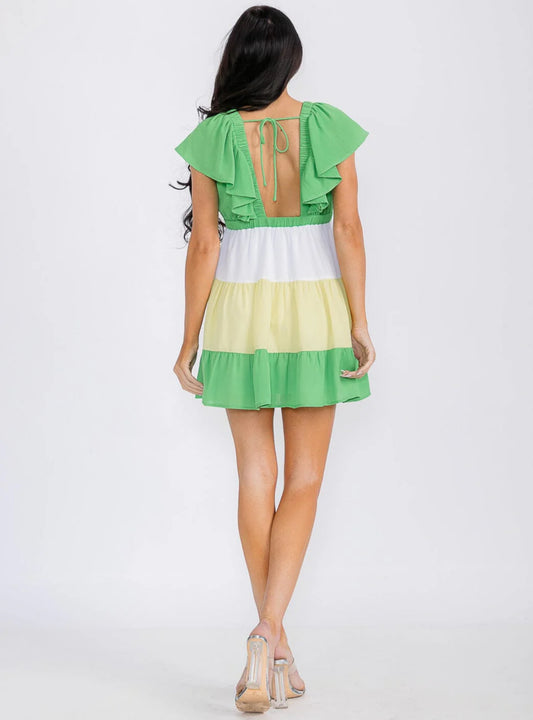 Electric Zest Bloom Colorblock Dress